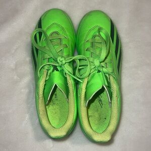 Boys size 1 1/2 adidas lime green and black soccer cleats good condition